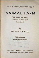 [George Orwell: 'Animal Farm: A Fairy Story'. Front cover page.]