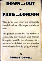 [George Orwell: 'Down and Out in Paris and London'. Front cover page.]