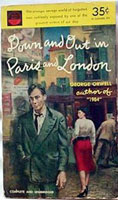 [George Orwell: 'Down and Out in Paris and London'. Front cover page.]