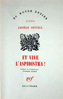 [George Orwell: 'Keep the Aspidistra Flying'. Front cover page.]